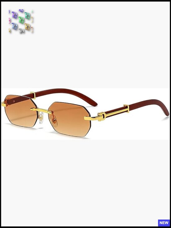 Rimless Rectangle Sunglasses Retro Small Frame Frameless 70s Shades UV400 Unisex main image 6